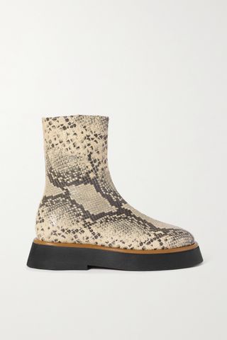 Wandler + Rosa Snake-Effect Leather Ankle Boots