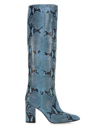 Paris Texas + Knee-High Pytho-Embossed Leather Boots