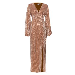 True Decadence + Bronze Sequin Maxi Dress With Thigh Split