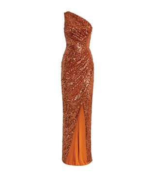 Rasario + Sequin-Embellished One-Shoulder Gown