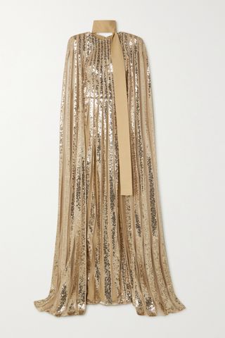 Elie Saab + Sequin Cape Gown