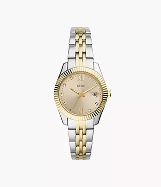 Fossil + Scarlette Mini Three-Hand Date Two-Tone Stainless Steel Watch