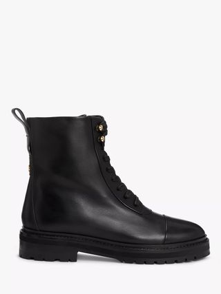 John Lewis + Pine Leather Cleated Sole Lace Up Biker Boots