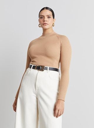 Who What Wear Collection + Kimmy Mix-Ribbed Mock-Neck Sweater