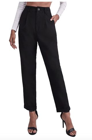 Floerns + Casual High Waisted Cropped Work Pants Trousers With Pocket