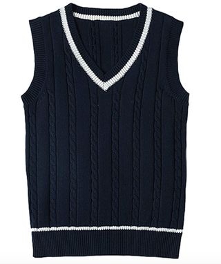 Uaneo + Casual Cable Knitted V-Neck Cotton Uniform Pullover Sweater Vest