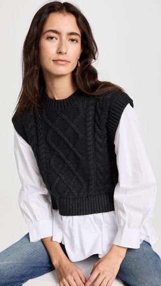 English Factory + Mixed Media Cable Detail Sweater