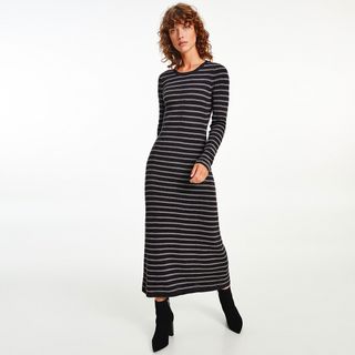 Tommy Hilfiger + Metallic Stripe Midi Dress