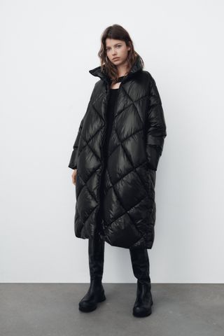 Zara + Water Repellent Puffer Coat