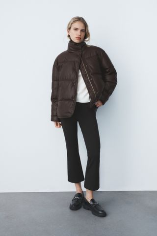 Zara + Faux Leather Padded Jacket