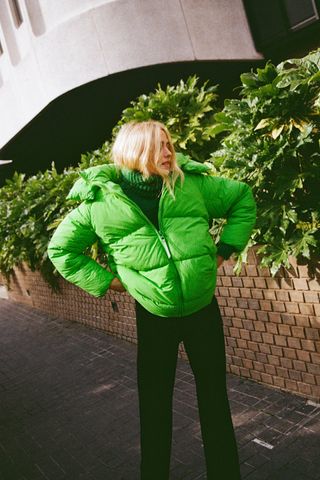 Zara + Water Repellent Puffer Coat