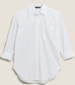 M&S Collection + Pure Cotton Oversized Long Sleeve Shirt