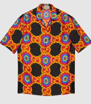 Gucci + GG Kaleidoscope Silk Bowling Shirt