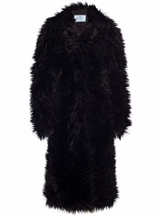 Prada + Single-Breasted Faux-Fur Coat