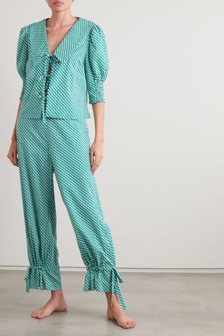 Rixo + Odessa Tie-Detailed Printed Pajama Set