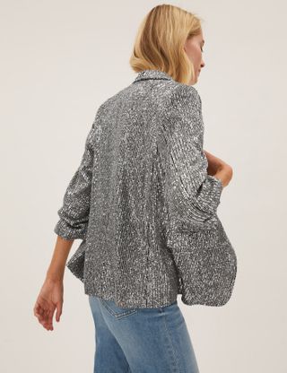 Marks and Spencer + Sequin Ruched Sleeve Blazer