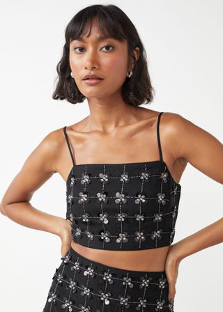 & Other Stories + Cropped Embroidered Party Top