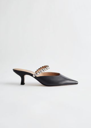& Other Stories + Pointed Leather Rhinestone Mules