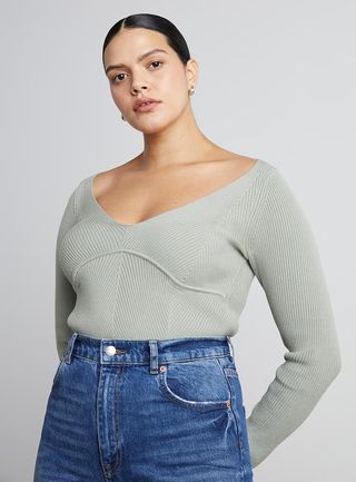 Who What Wear Collection + Anneliese Herringbone Long-Sleeve Top