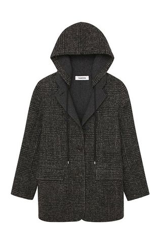 Thakoon + Wool Blend Hooded Coat in Charcoal