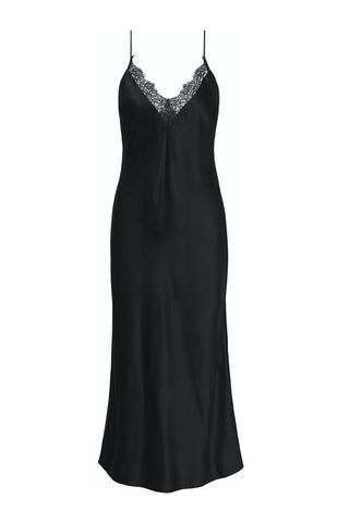 Anine Bing + Katy Silk Slip Dress in Black