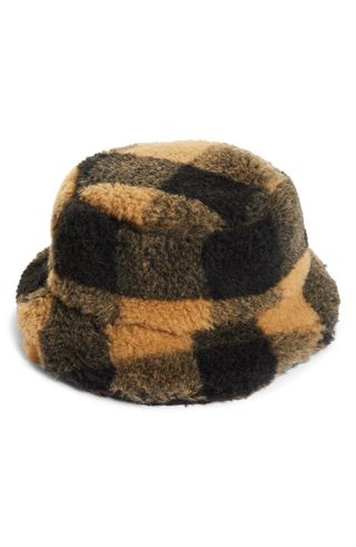 Stand Studio + Wera Buffalo Check Faux Fur Bucket Hat