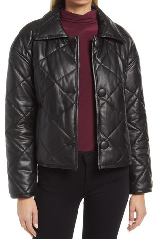 Halogen + Quilted Faux Leather Jacket