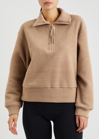 Varley + Roselle Brown Half-Zip Fleece Sweatshirt