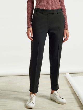 Cefinn + Clement Tailored Turn Up Wool Blend Trousers in Black
