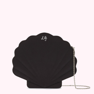 Lulu Guinness + Black Shell Satin Clutch Bag