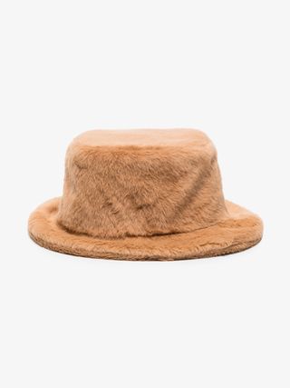 Ruslan Baginskiy + Brown Faux Fur Bucket Hat