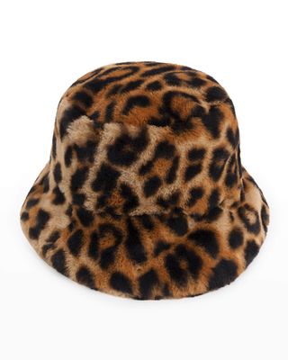 Pia Rossini + Gizelle Leopard-Print Faux Fur Bucket Hat