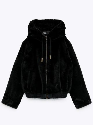 Zara + Faux-Fur Hooded Jacket