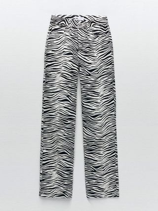 Zara + Printed Straight-Leg Jeans
