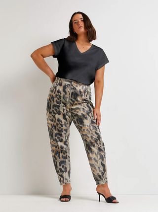 River Island + High-Waisted Tapered Jeans