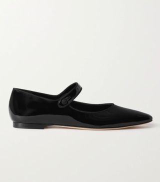 Manolo Blahnik + Galaxina Patent-Leather Mary Jane Ballet Flats