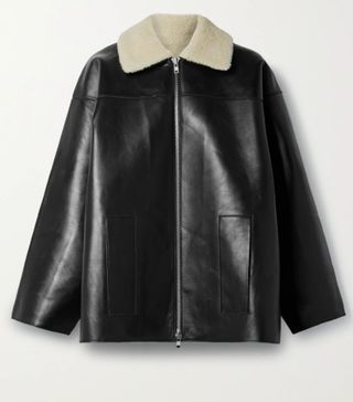 Stand Studio + Emery Shearling-Trimmed Leather Jacket