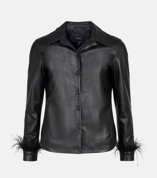 Karen Millen + Leather Feather Cuff Shirt