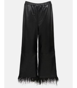 Karen Millen + Leather Feather Hem Trousers