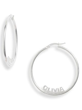 Argento Vivo Sterling Silver + Argento Vivo Personalized Name Hoop Earrings