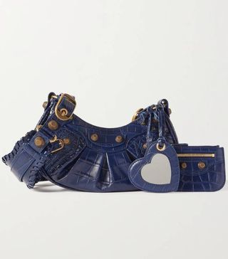 Balenciaga + Le Cagole XS Studded Croc-Effect Leather Shoulder Bag
