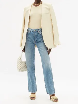 Re/Done + Distressed High-Rise Straight-Leg Jeans