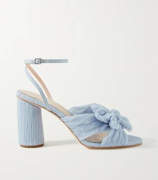 Loeffler Randall + Camellia Bow-Embellished Plissé-Organza Sandals