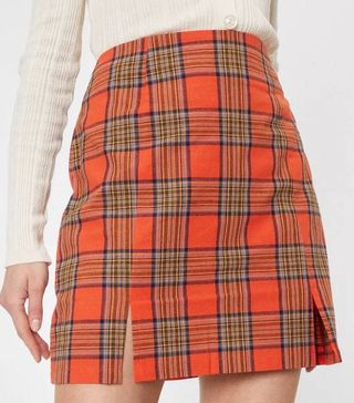 Nasty Gal + Check Double Slit Pencil Mini Skirt