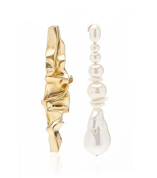 Completedworks + Crumple 14k Gold Vermeil, Pearl Earrings
