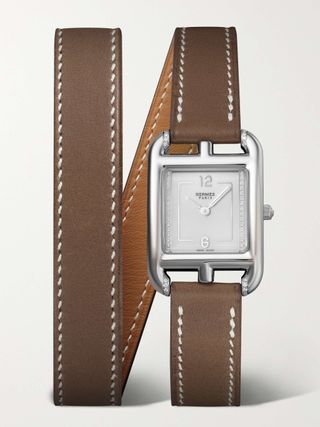 Hermès Timepieces + Cape Cod Double Tour 31mm Small Stainless Steel, Leather and Diamond Watch