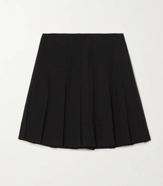 Alessandra Rich + Pleated Wool Mini Skirt