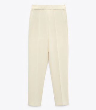 Zara + High Waist Cropped Trousers