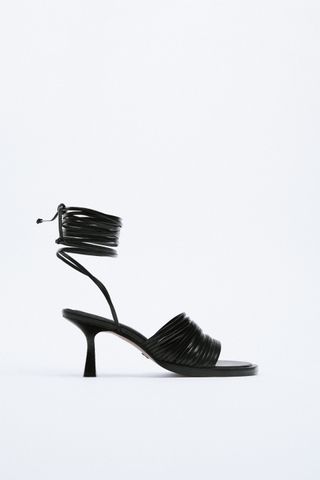 Zara + Strappy Heeled Leather Sandals