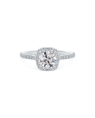 De Beers Forevermark + Center of My Universe Round With Cushion Diamond Halo Engagement Ring